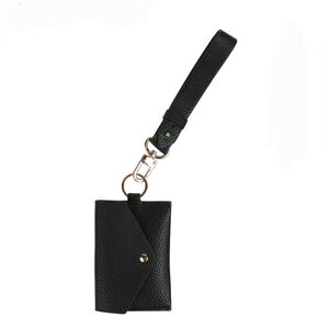 Black Textured Card Holder with Strap
